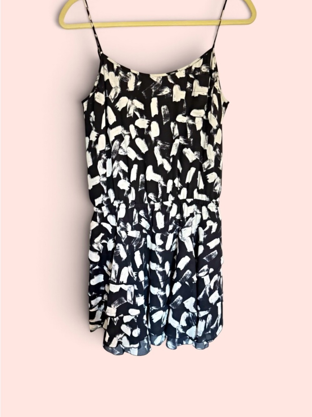 Banana Republic Black and White Brushstroke Mini Dress Size Dress Lined